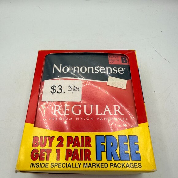 no nonsense Accessories - Vintage No Nonsense Regular Pantyhose – Size B – Black – 3 Pair Box Set (NWT)